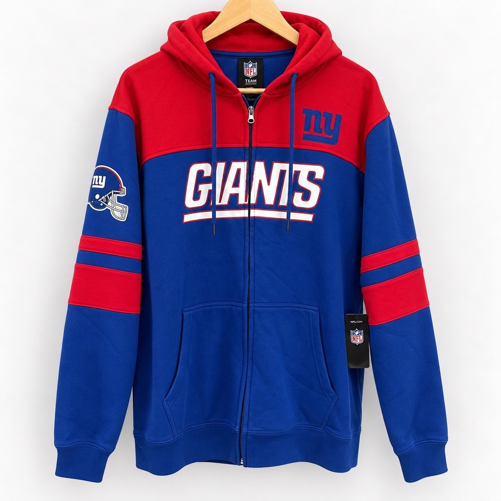 NFL Team Apparel New York Giants Full Zip Hoodie Mens 3XL Blue Red Colorblock